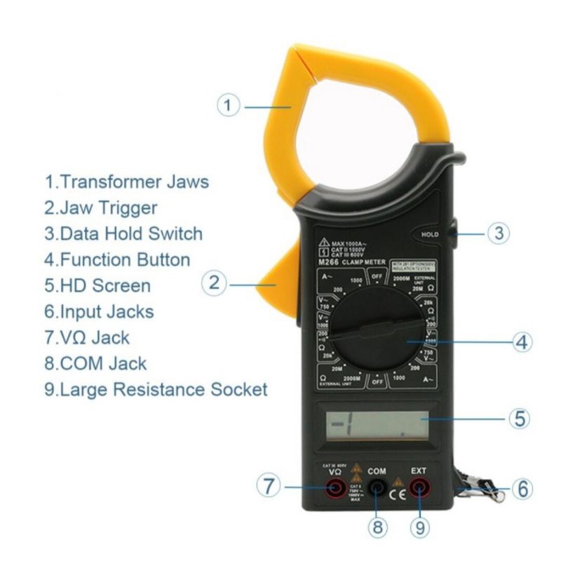 M226 DIGITAL CLAMP MULTIMETER TANG AMPERE MULTITESTER