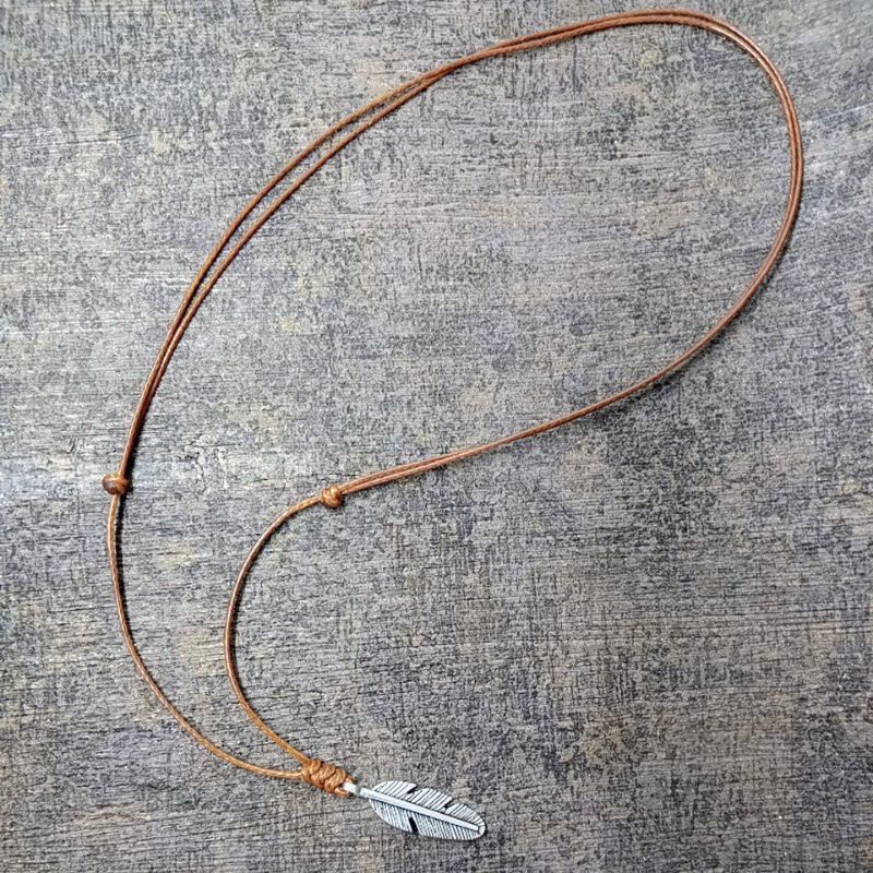 Kalung Liontin Bulu,Sayap Dan Daun