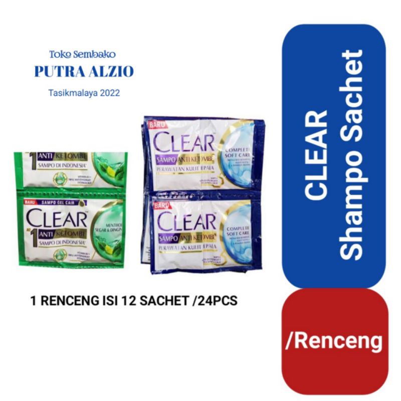 Clear Shampoo Sachet 1Renceng isi 24 sachet