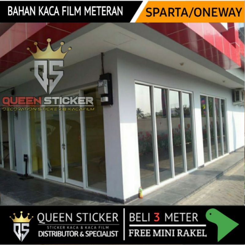 RB Stiker Kaca Film Jendela Rumah Sparta One Way Cermin Black Silver Bahan Meteran
