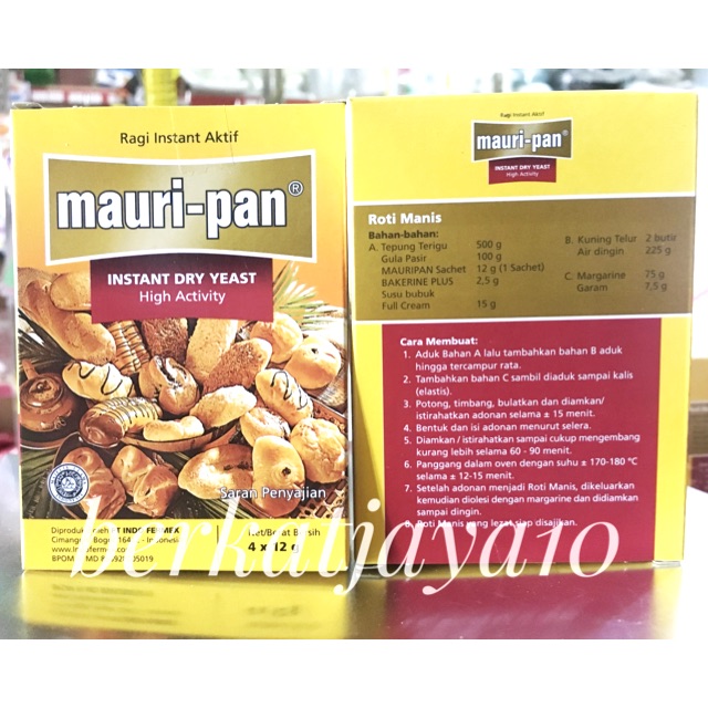 Murah MAU-RIPAN Instant DRY YEAST MAURIPAN Ragi Instan Sachet (4 x 12 Gram)