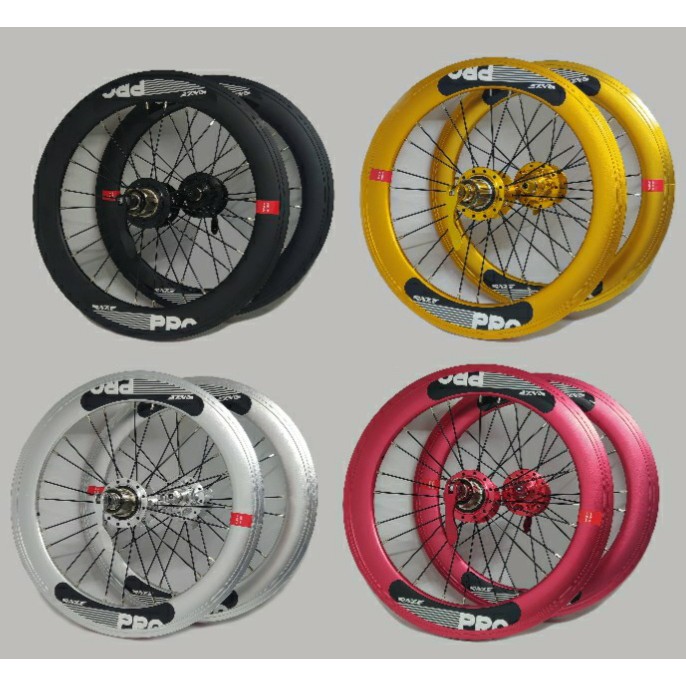 WHEELSET RIM VELG SELI 16 349 plus RAZE PRO HITAM DISC BRAKE