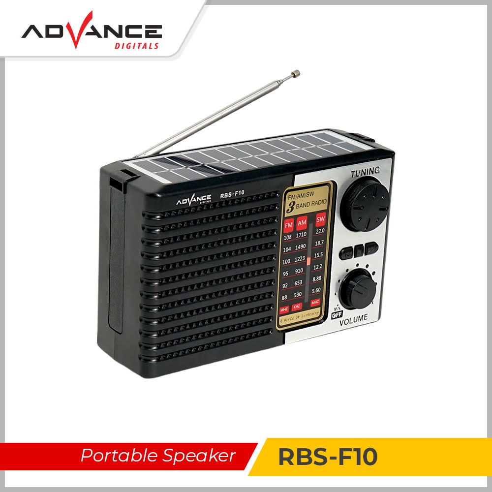 Advance Digitals RBS-F10 Speaker Bluetooth Desain Retro Panel Surya Charger Stero Bass