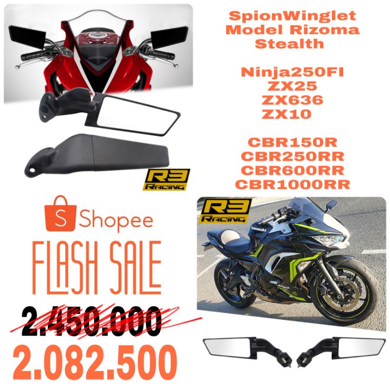 Spion Winglet, Ninja 250R, ZX25, ZX636, ZX10, Model Rizoma Stealth