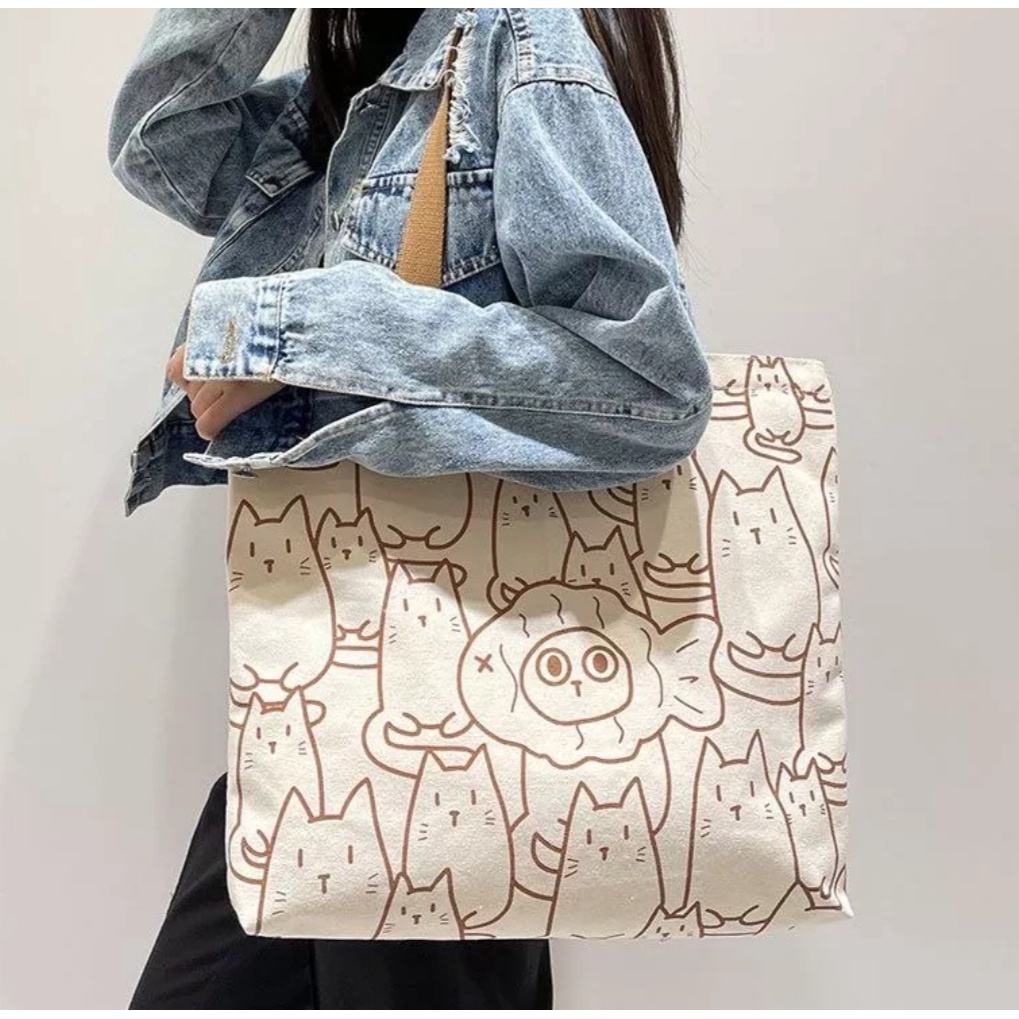 (PAKAI RESLETING) Tote bag wanita fullprint bigsize ( Toko Uci)