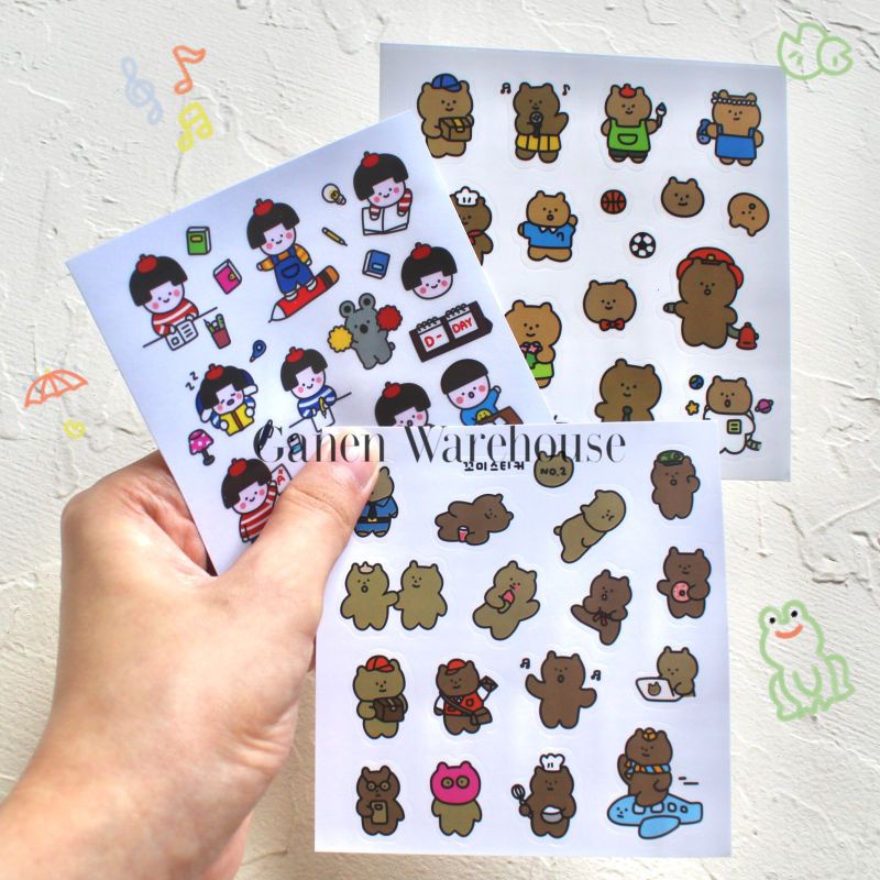 

[GW] Sticker Deco Planner Beruang Girl Gaya Korea Aesthetic