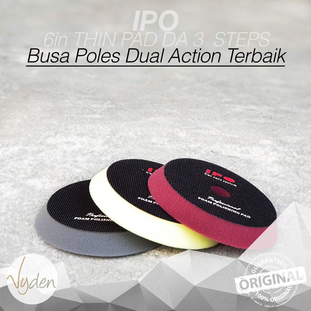 MURAH IPO 6in Thin Pad 3 Warna Dual Action Kompon Kasar Halus Wax Busa Mesin Poles Mobil