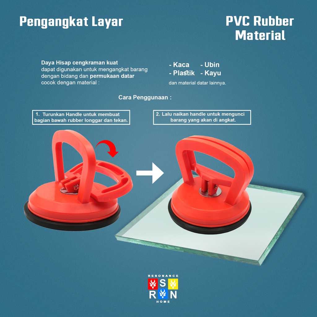 Alat Pengangkat Layar LCD Grip / Glass Suction Cup / Perekat kaca Resonance Home