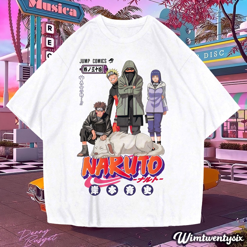 T SHIRT OVERSIZE ANIME NARUTO VINTAGE TEE (OVERSIZE WHITE T-SHIRT)