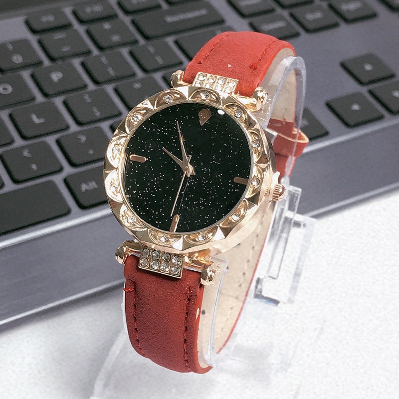 Jam Tangan Wanita Versi Korea dari tren fashion arloji bintang sederhana Berlian imitasi W30 W06 W44