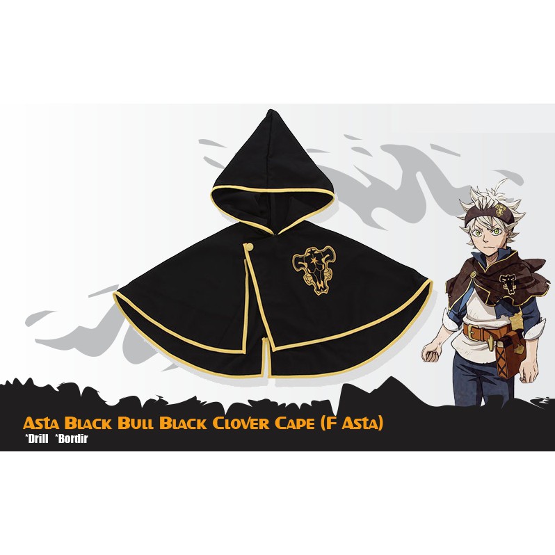 Jubah Hoodie Anime Black Clover Black Bull Cape - F ASTA