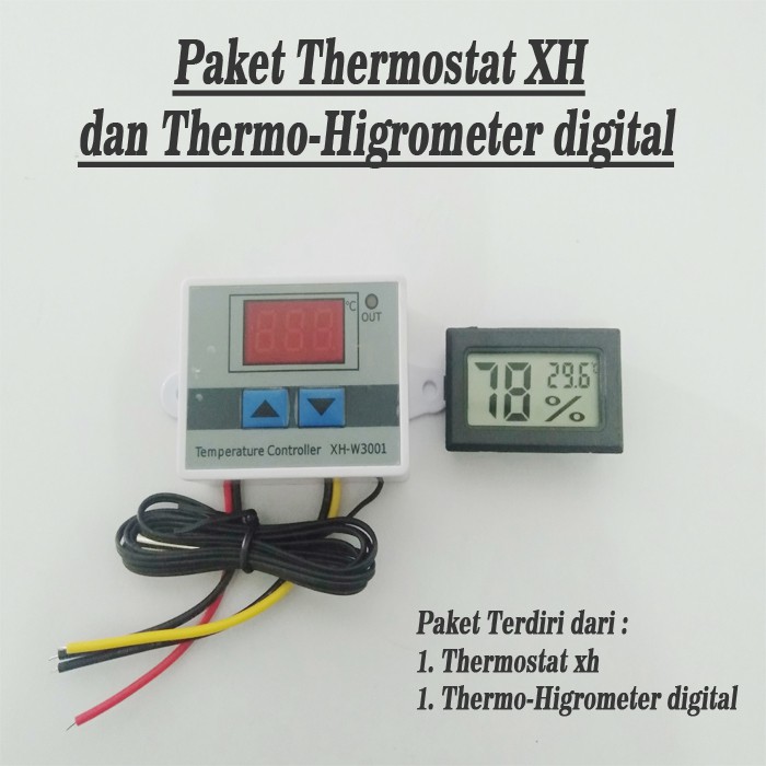 Paket Thermostat Digital XH Termometer Higrometer Mesin Tetas telur Full Otomatis / mesin penetas