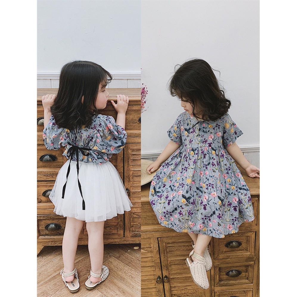 [Cocobaby Jakarta] News kids girls baby new purple floral dress vintage wholesale