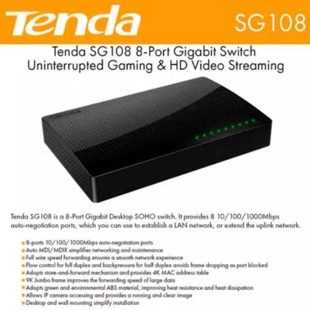 Tenda SG108 8-Port Gigabit Desktop Switch