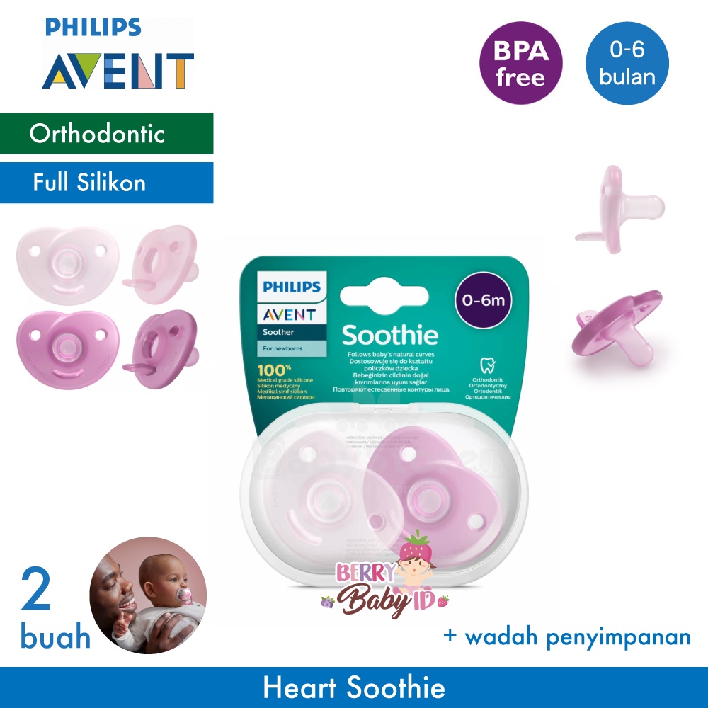 Philips Avent Soother Soothie Heart Empeng Silikon Bayi Pacifier 0-6m Berry Mart