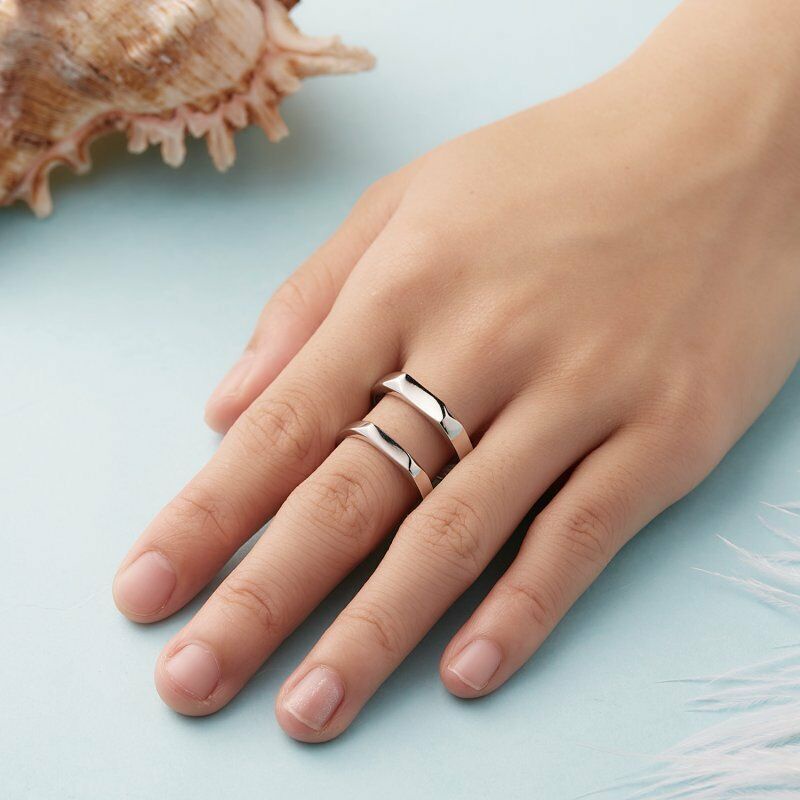 1pc/2pcs Set Perak Pribadi Ukiran DIY Nama Cinta Pasangan Cincin Kawin Cincin Persahabatan Untuk Pria Dan Wanita Perhiasan Hadiah