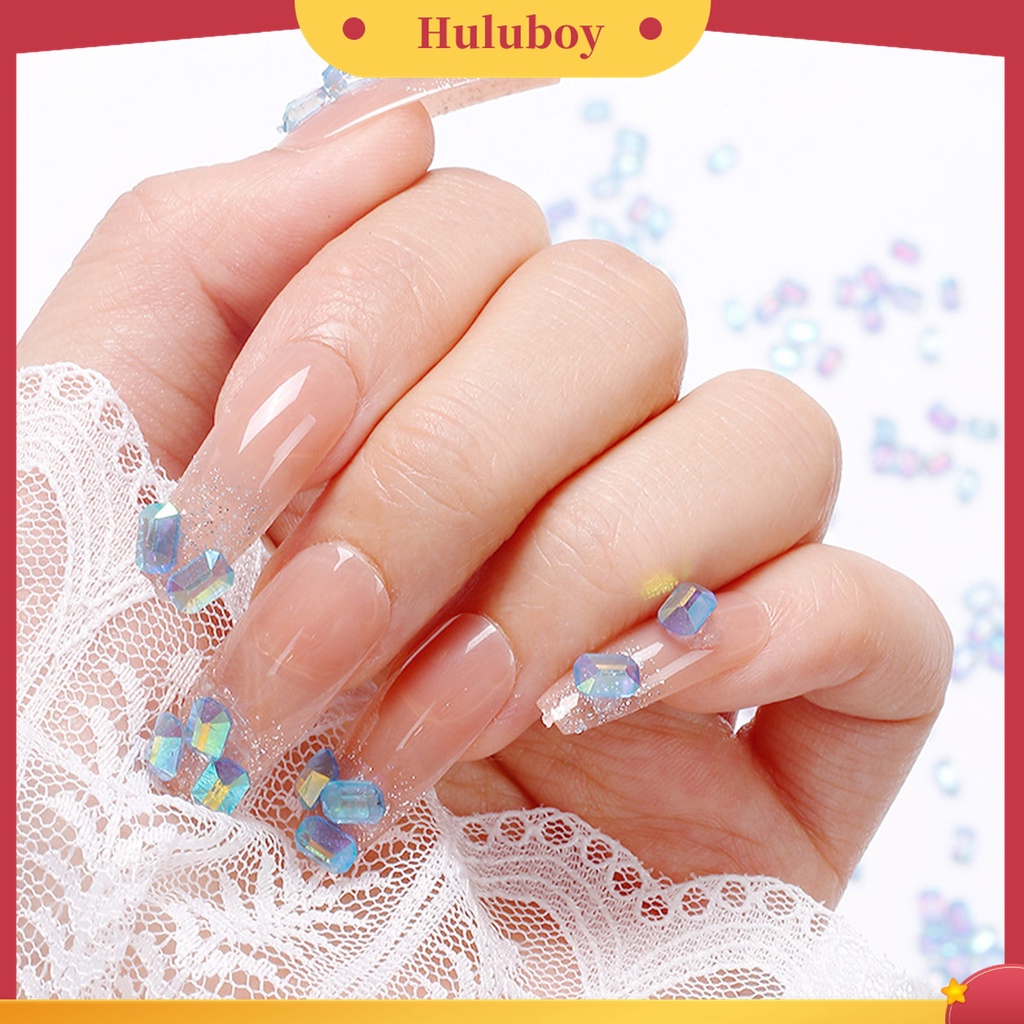 Huluboy Huluboy♡ 100 Pcs Berlian Imitasi Bentuk Persegi 3D Untuk Dekorasi Nail Art