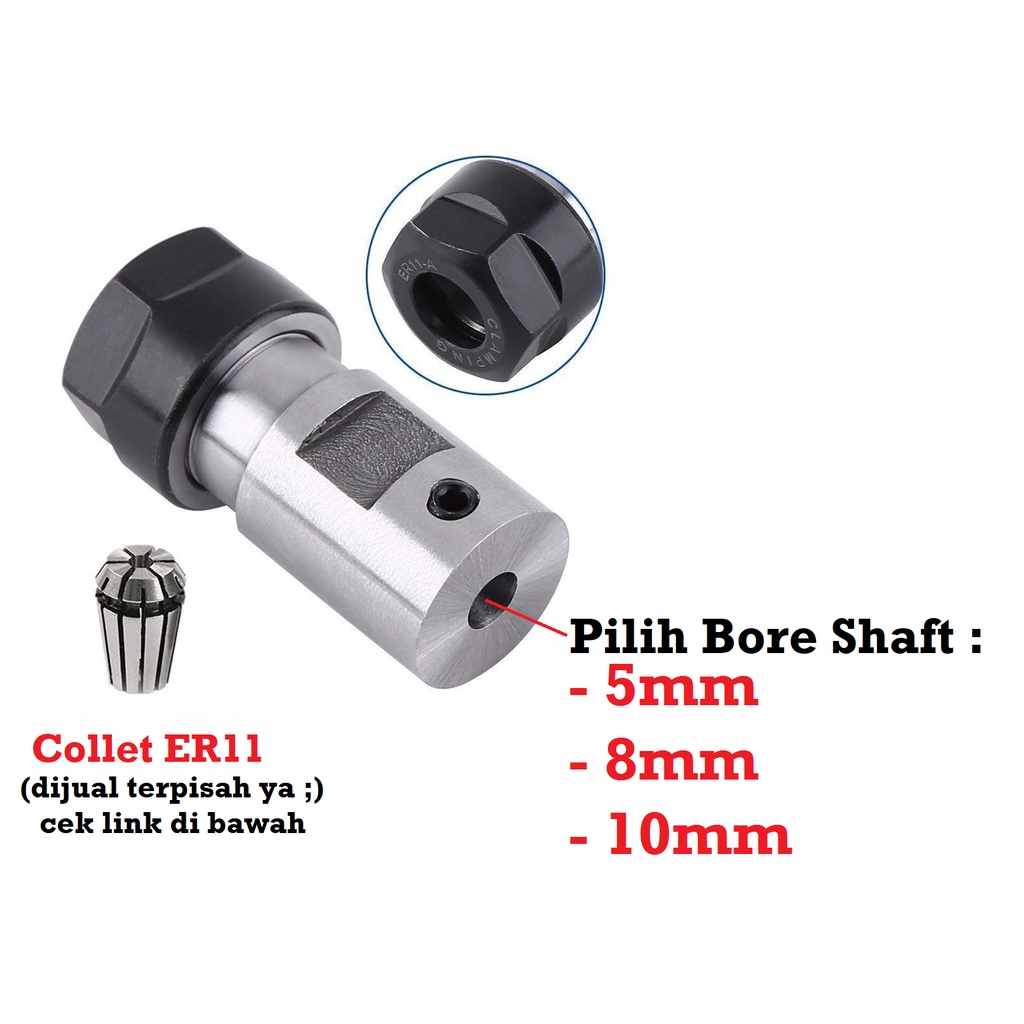 [HAEBOT] Drill Chuck Spindle ER11 ER11A Bore Shaft 5 8 10 mm CNC DC Holder Collet Mini RS 775 795 895