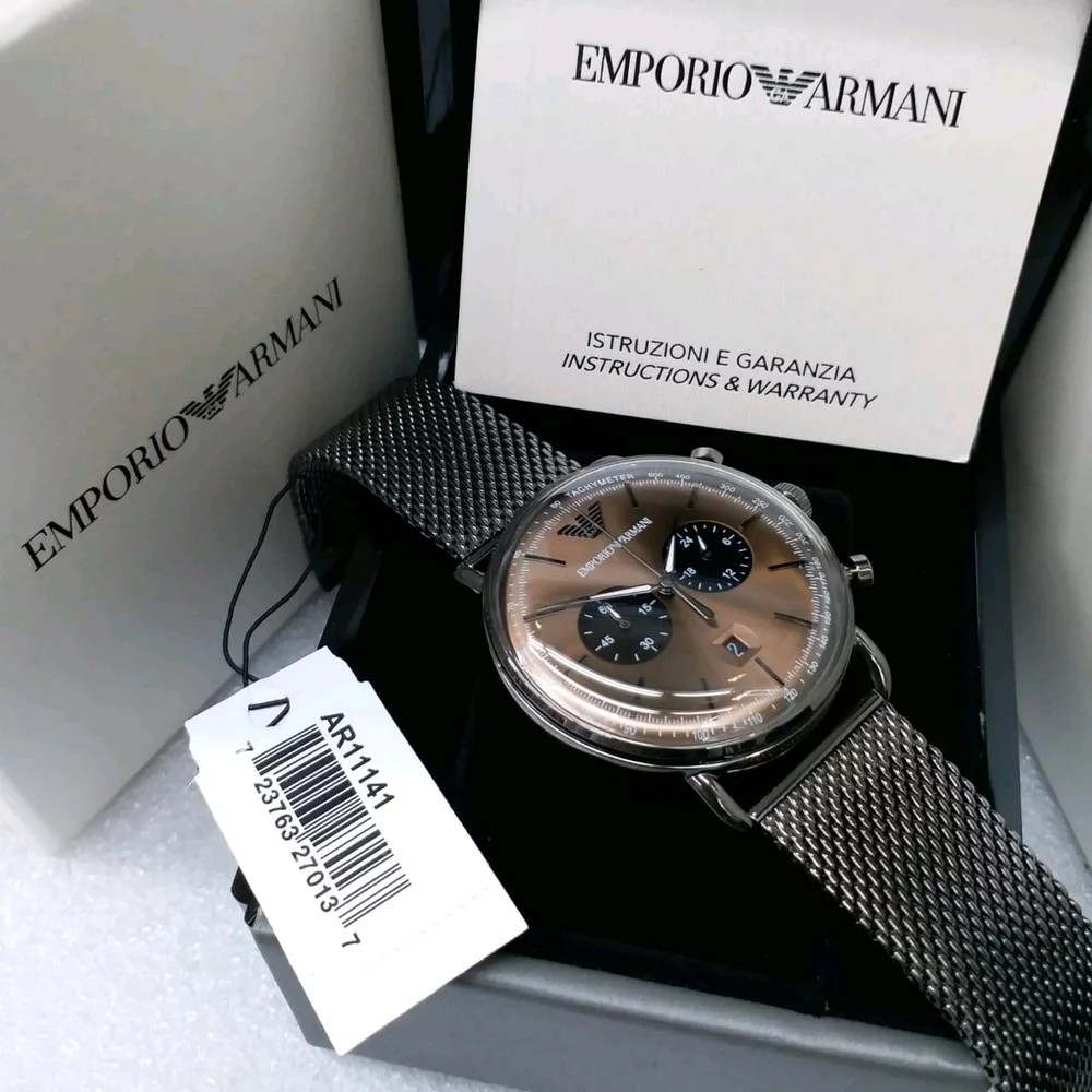 Jam Tangan Pria Emporio Armani AR1968 Black Sand 42mm Original
