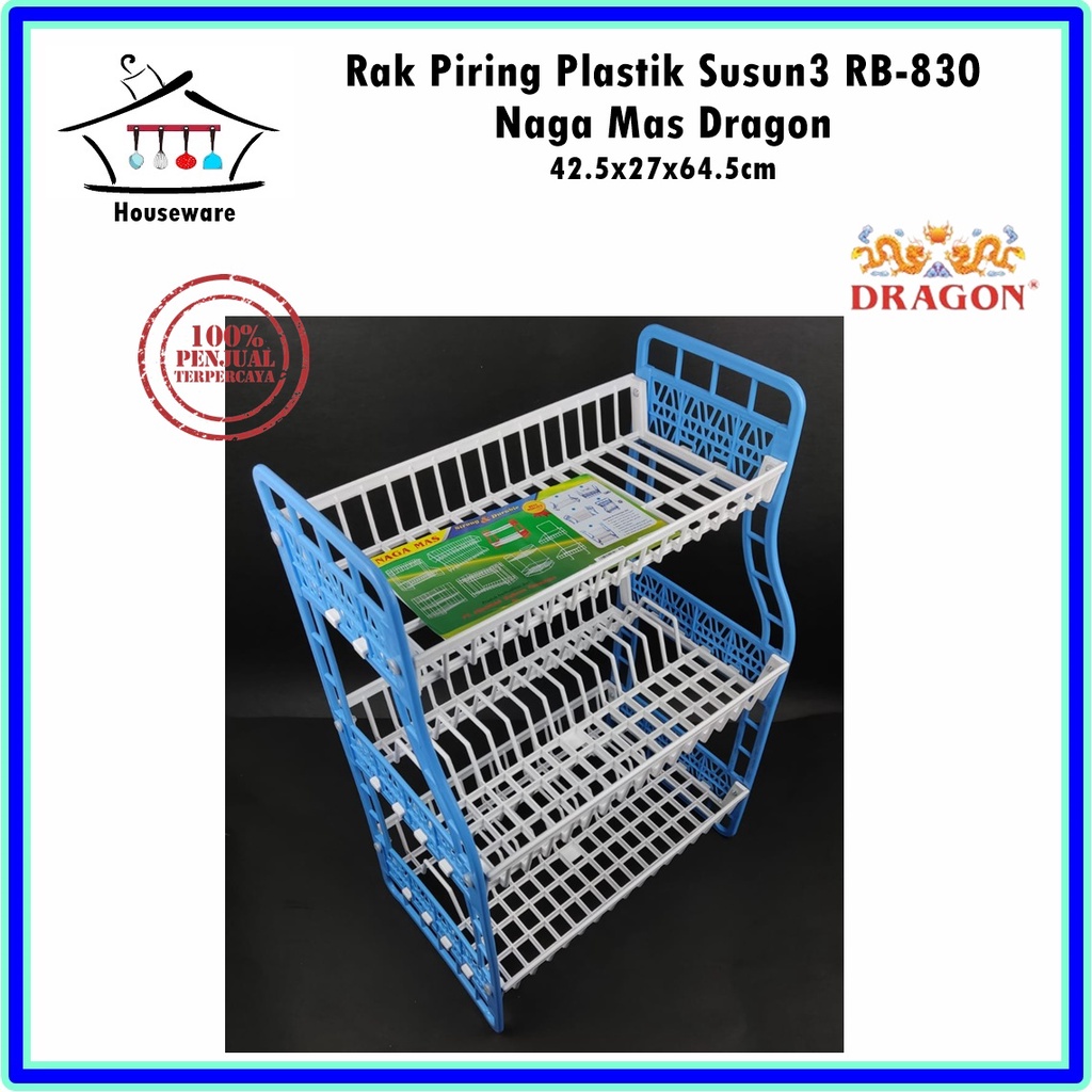 RML986E Rak Piring Plastik Susun 3 Naga Mas Dragon