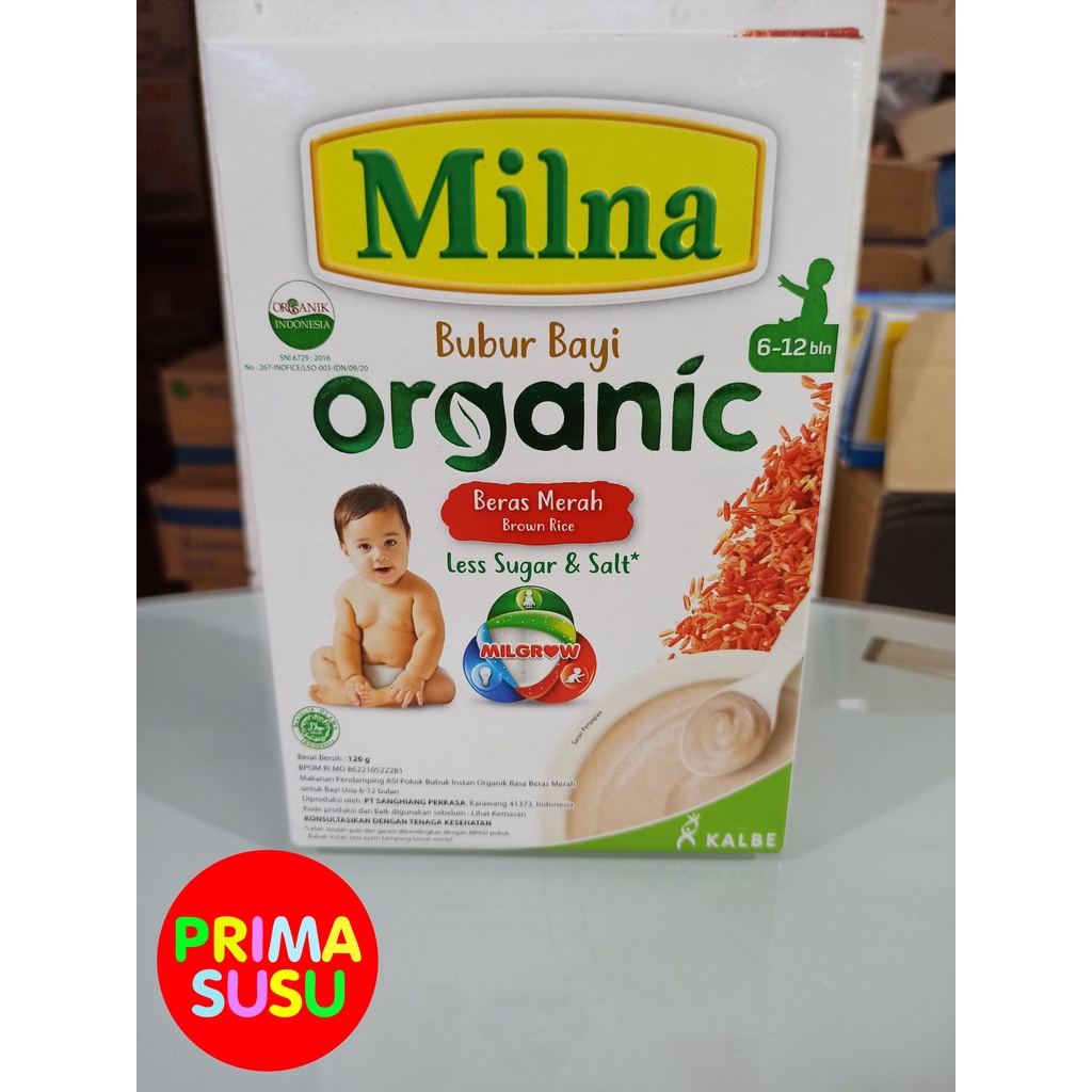 Milna Bubur Bayi Organic Beras Merah 6-12 120 GR