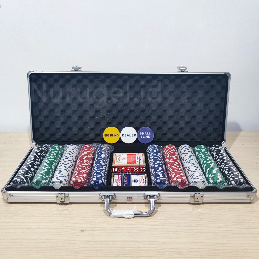 READY Poker Chip Set 500 pcs ABS Coin + Alumunium Suitcase Texas Holdem Kasino Koin Casino