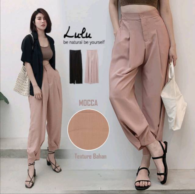 TOTOTAshop.Celana pants LULU,Bahan tiarafel tebal,panjang 90cm,kiri kanan kantong,real pict