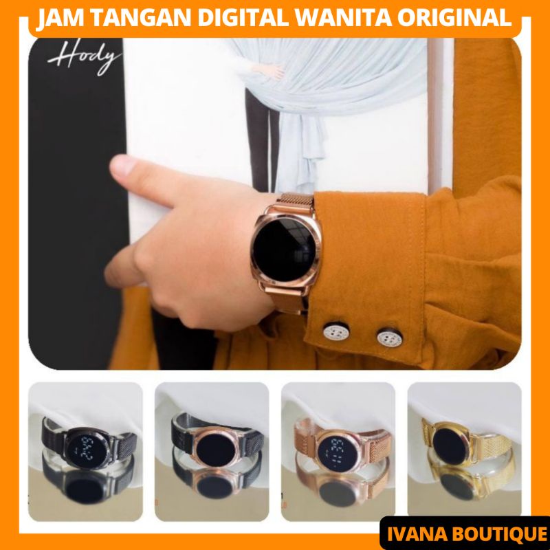Jam Tangan Digital Hody Watch HW01 Wanita Cewek Magnet Original Trendi Kekinian
