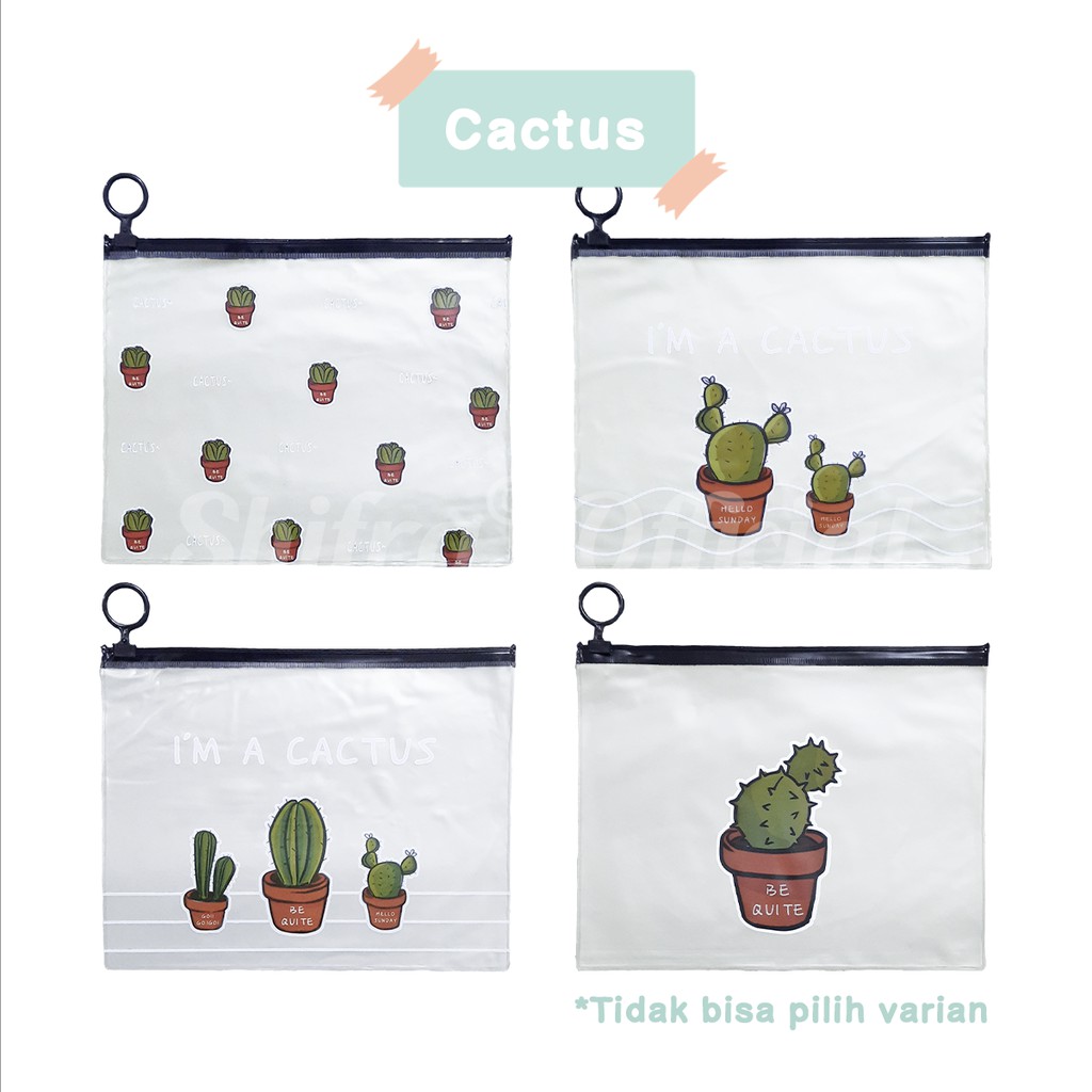 Shifra Tempat Masker Pouch Masker Transparan Animal Cactus