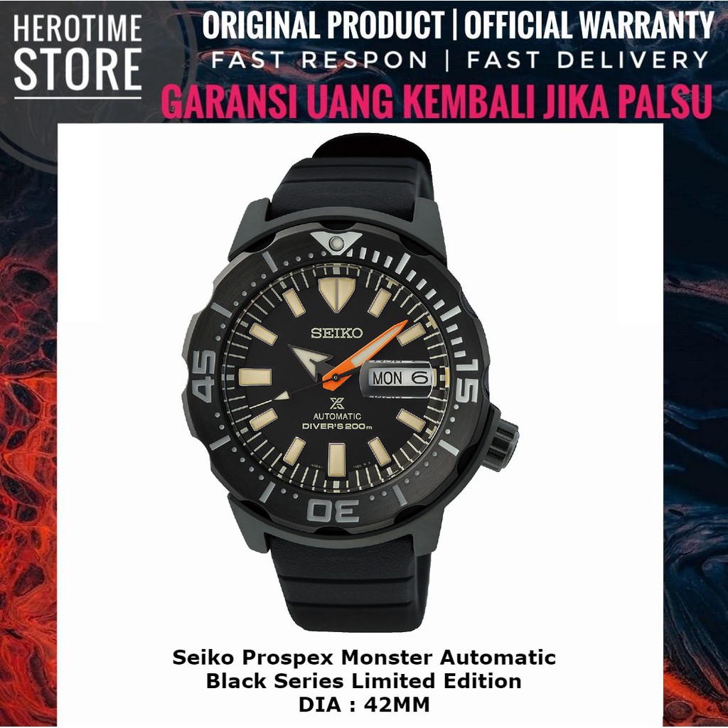 Seiko Prospex Monster Automatic Black Series Limited Edition SRPH13K1 Jam Tangan Pria Garansi Resmi
