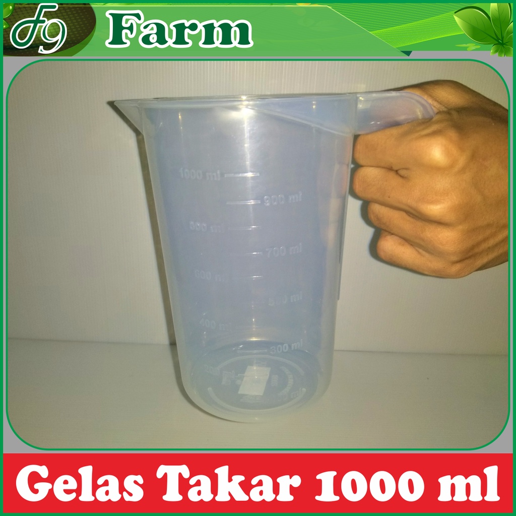 Gelas ukur / Takar 1 Liter 1000 ml merek Green Leaf &amp; Tantos Takaran Pupuk Nutrisi AB mix