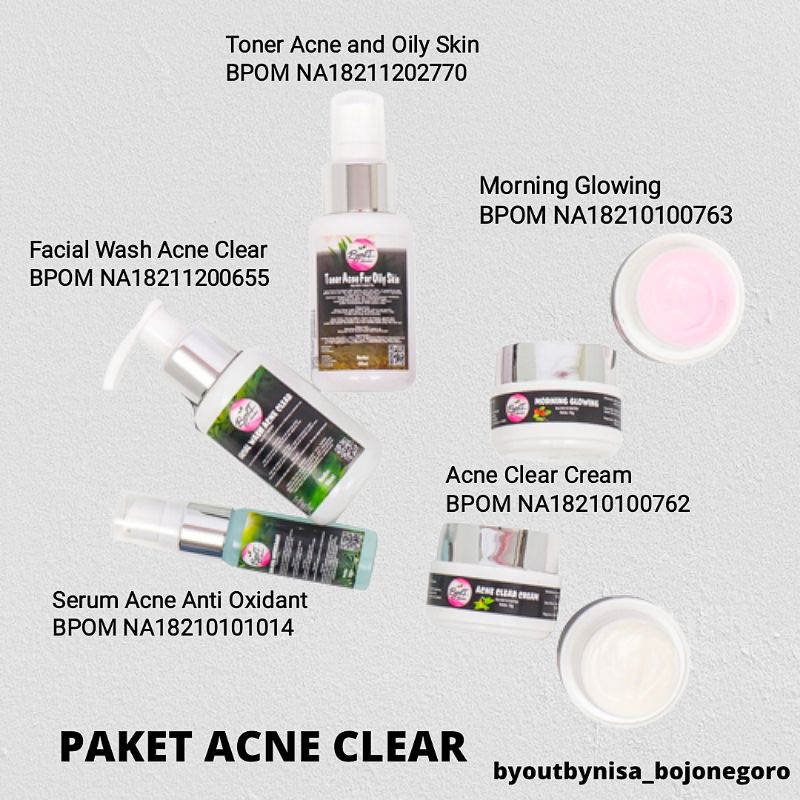 PAKET ACNE CLEAR BYOUT BY NISA SKINCARE PERAWATAN WAJAH BERJERAWAT PARAH MENAHUN ORIGINAL BYOUTBYNIS