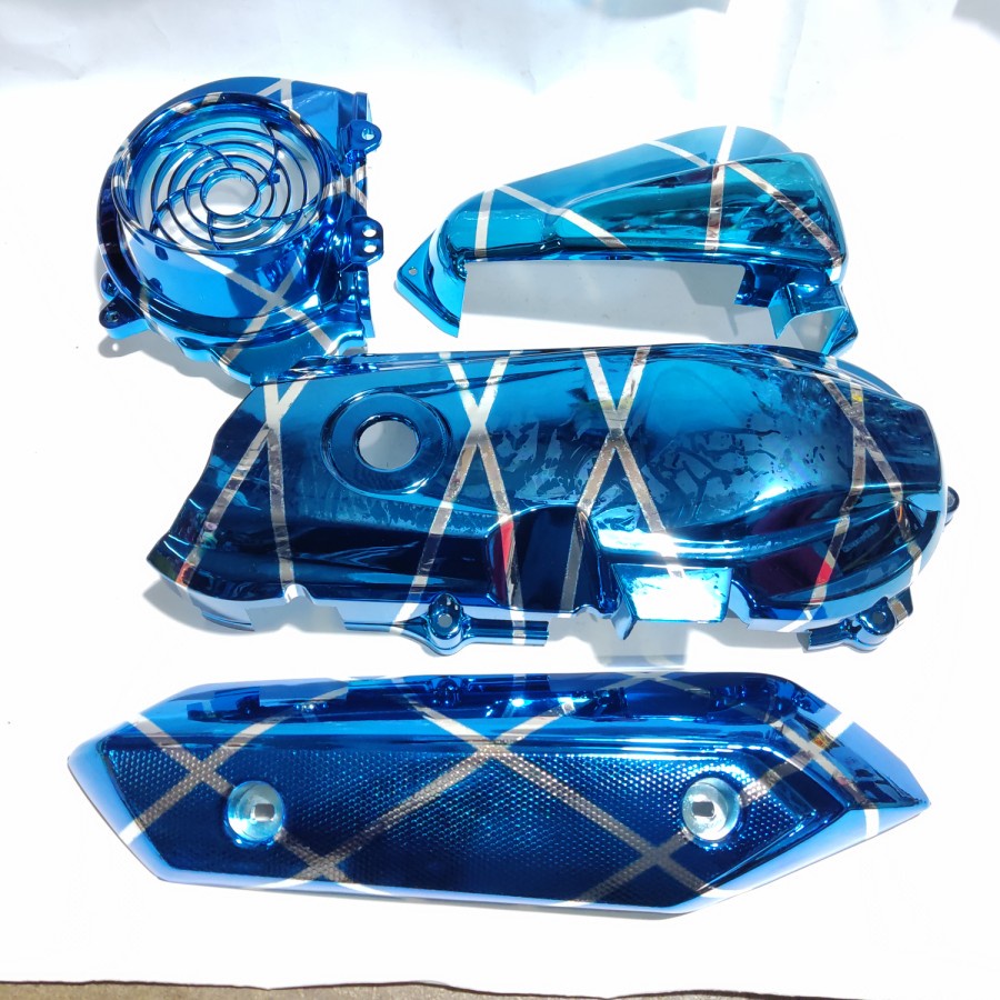 cvt plus tutup kipas cover knalpot beat fi injeksi scoopy fi 2014 blue x