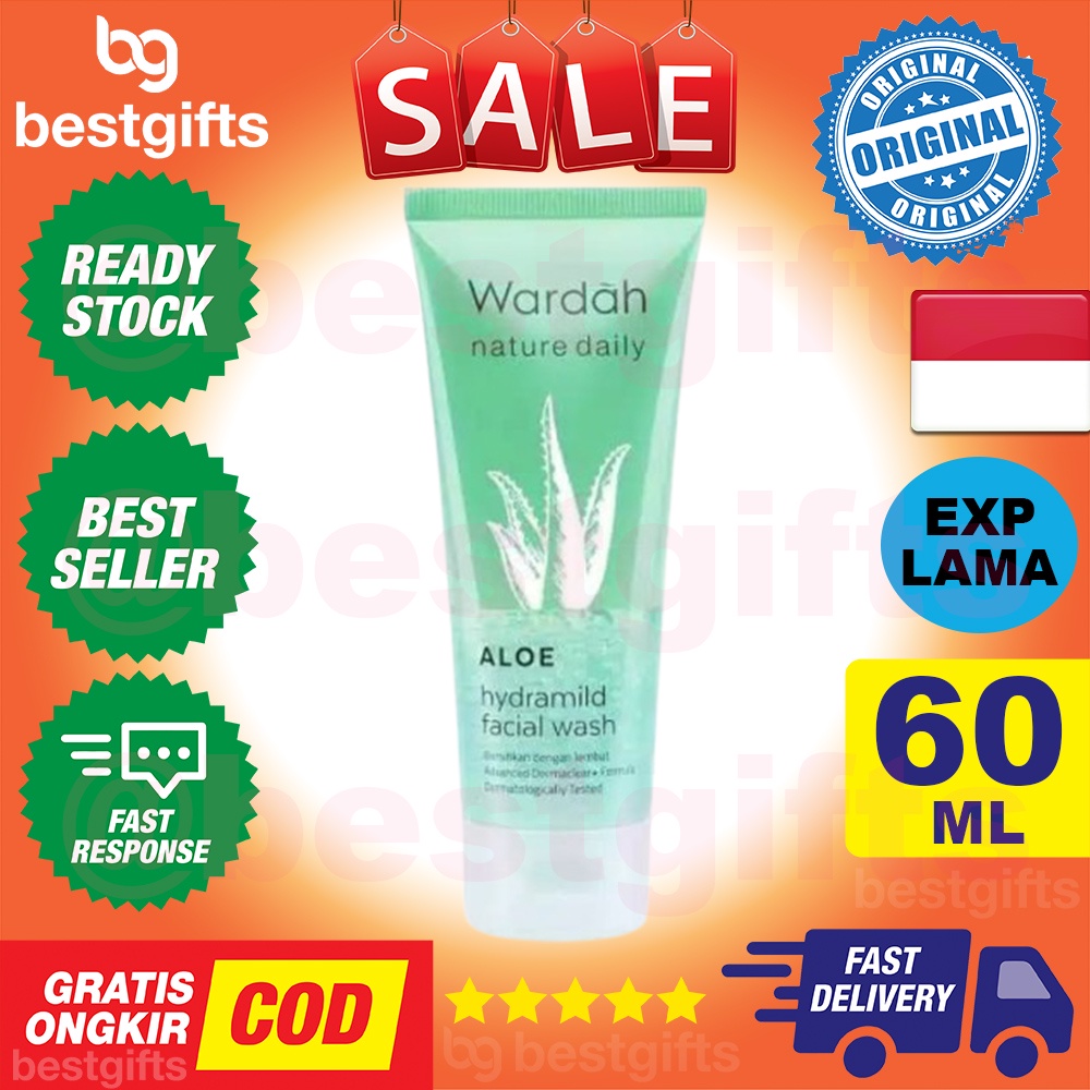 WARDAH NATURE DAILY ALOE VERA HYDRAMILD FACIAL WASH PELEMBAB MUKA PEMBERSIH KULIT WAJAH LEMBAB 60 ML