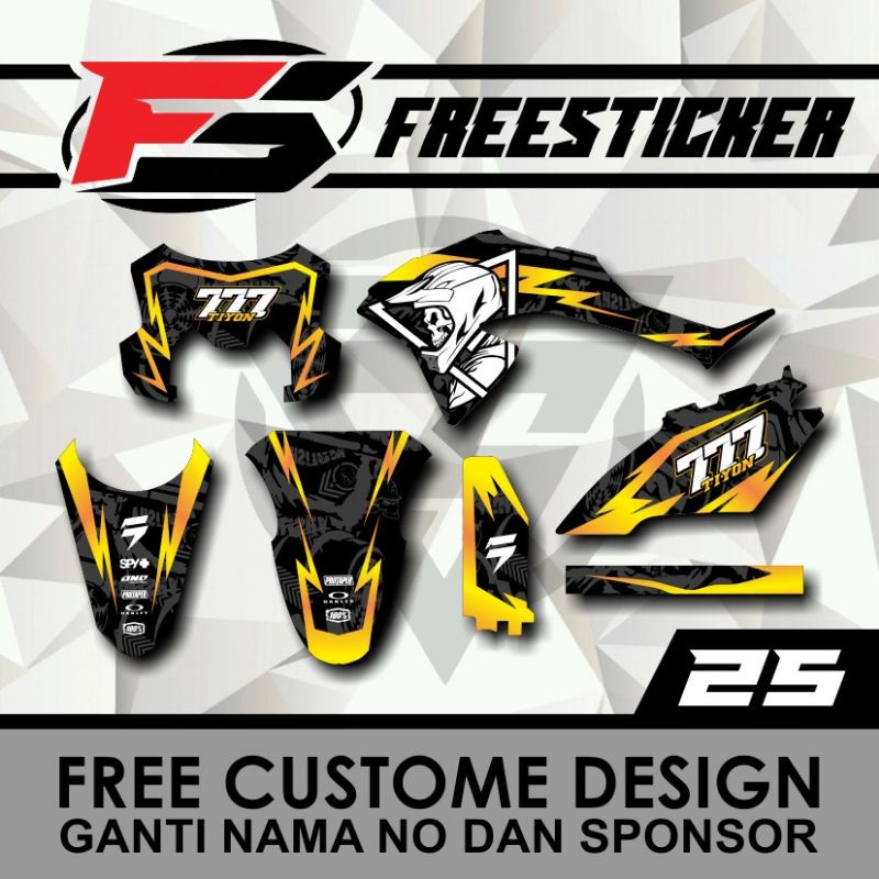 DECAL STICKER KLX 150 BF, S, L DTRCAKER SUPERMOTO MILITAN GOLD