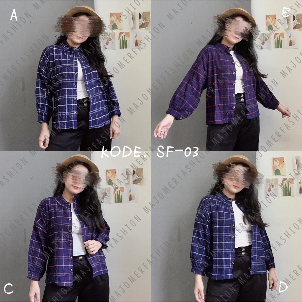 MAJOMER ® | KIMBERLY FLANEL SHIRT - KEMEJA FLANEL KOTAK-KOTAK WANITA