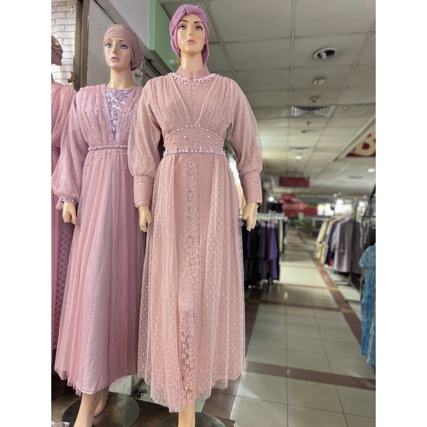 GAMIS BUSUI BRUKAT PREMIUM KOMBI TILE NEW - GAMIS PESTA- GAMIS FASHION