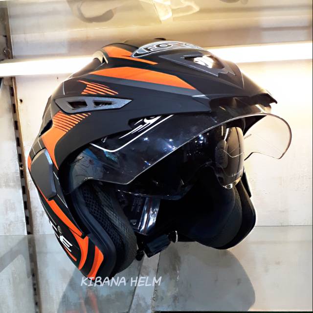 Helm Force 2 Kaca Double Visor  Motif Force Hitam Doff