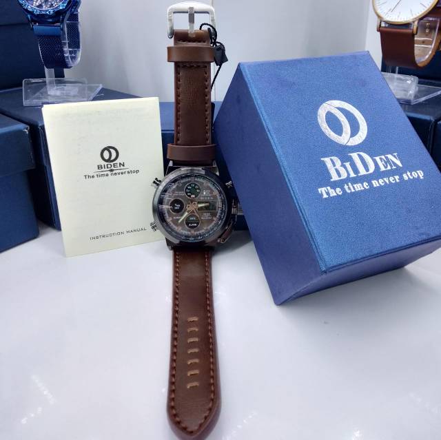 Jam Tangan Pria Biden Original Dual Time Water Resist