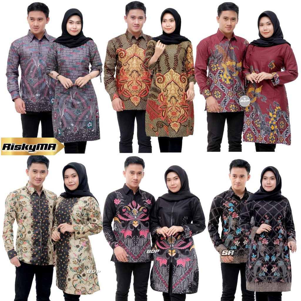 Terlaris Couple Batik Tunik Modern Seragam Kerja Kantor Lengan Panjang Terbaru aa9Q5bS8gb8xo