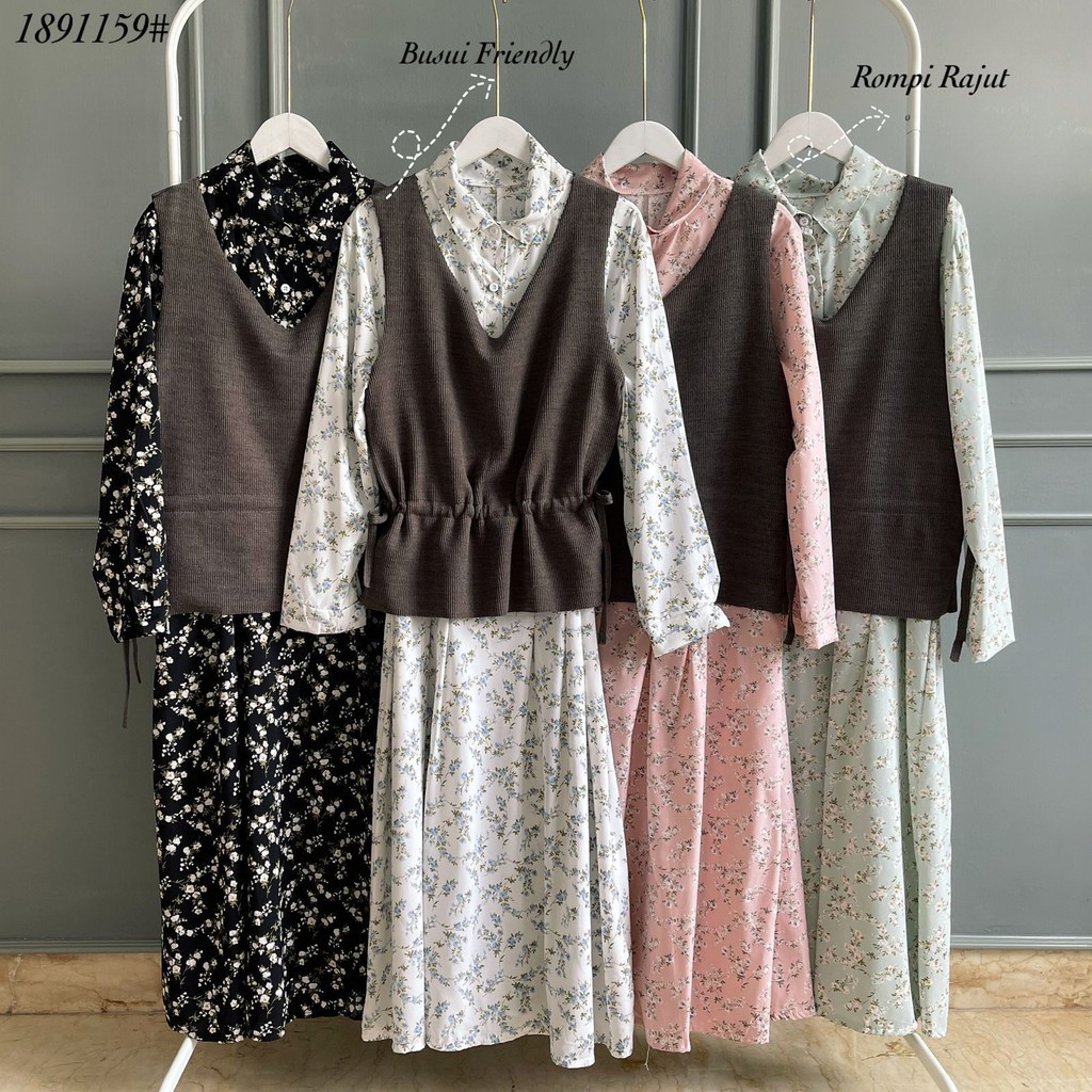 STAR SHINE - 1891159# LONG TUNIK PREMIUM IMPORT + ROMPI RAJUT / TUNIK WANITA / FASHION WANITA / FASH