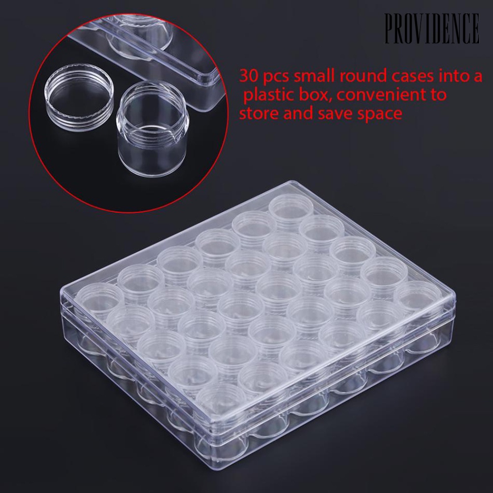 Providence 30 Jars Plastic Transparent Nail Art Rhinestone Storage Box Jewelry Organizer