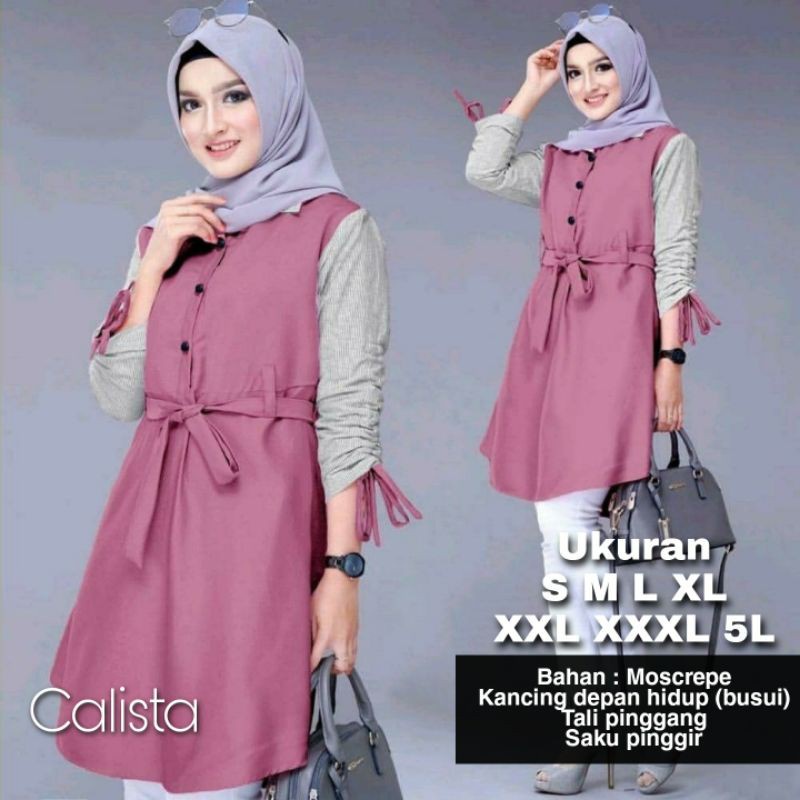 Calista Tunik Big Size Ukuran Size S M L XL 2XL 3XL 4XL XXL XXXL  XXXXL 2L 3L 4L 5L  Tunik Wanita Jumbo Big Size Over Size