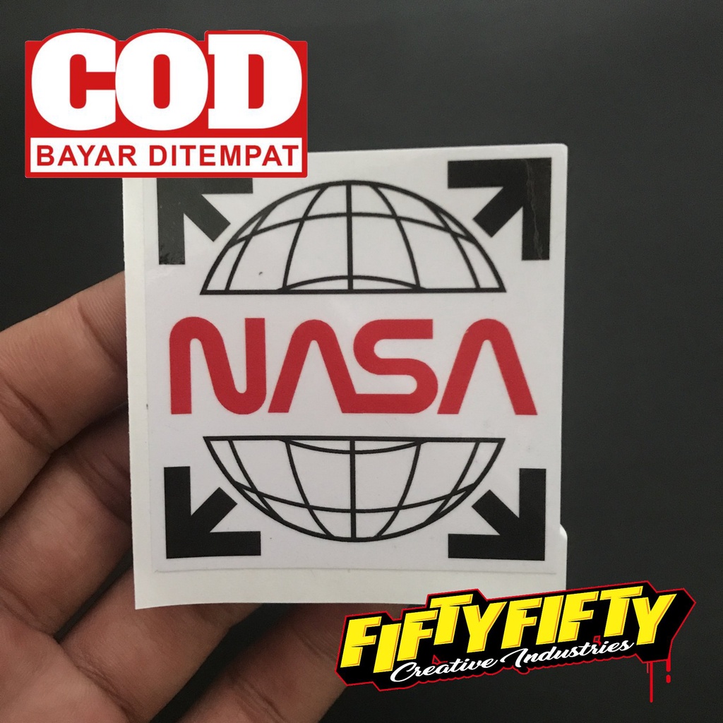 Stiker Print Cut NASA Stiker Printing Laminasi Glossy Stiker Motor Mobil Helm Sudah Membentuk Pola Desain