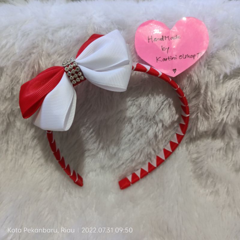 Bando Merah Putih Pita Grossgrain/ Produk Handmade