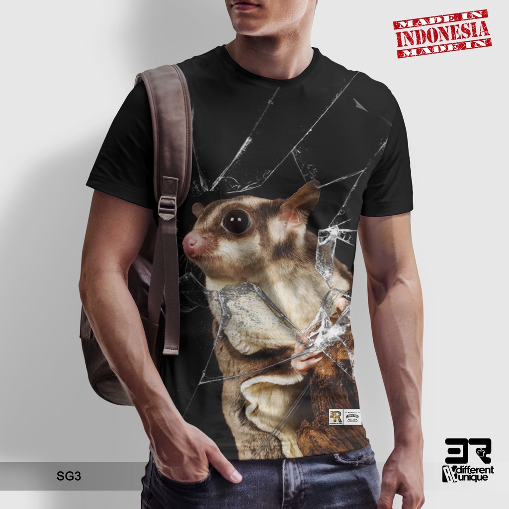 [ COD ] KAOS PRINTING GAMBAR SUGAR GLIDER SG3 - BAJU DISTRO ORIGINAL MOTIF HEWAN LUCU MAMALIA SG TUP
