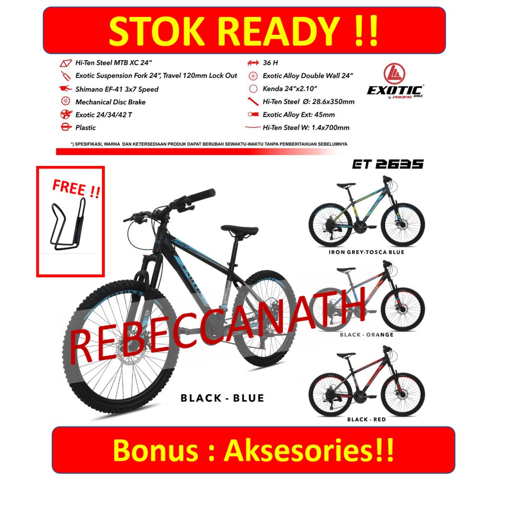 Sepeda Gunung MTB Exotic 2635 3x7 Speed Shimano 24 Inch