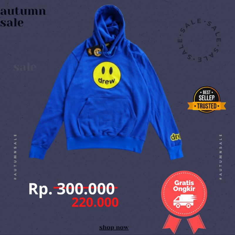 HOODIE JAKET DREW HOUSE SMILE LOGO BLUE