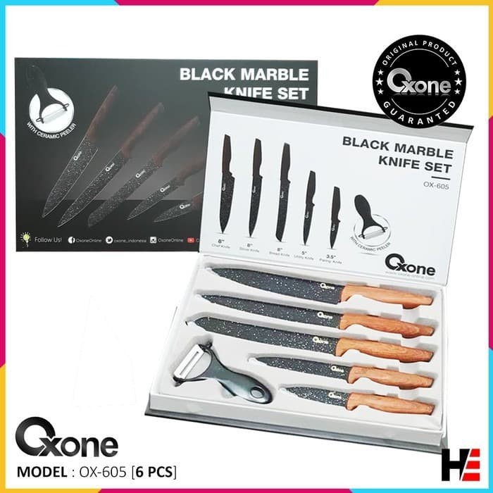 Oxone Black Marble Knife Set ox-605 pisau set 100% ORIGINAL