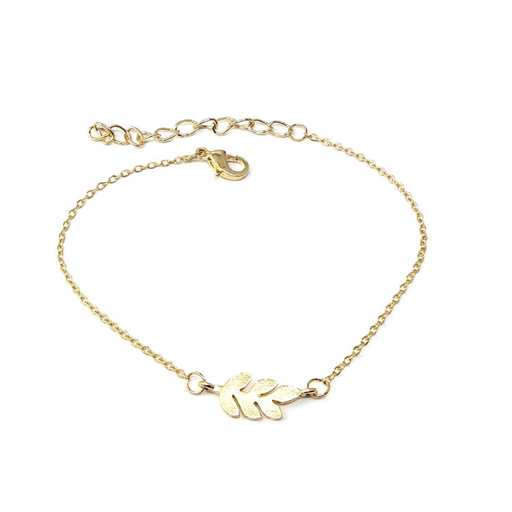 Hu Hu Hu Hu Hu Alat Bantu Pasang Kacamata♡ Gelang Tangan Rantai Aksen Daun Bahan Alloy Dengan Kait Lobster Untuk Wanita